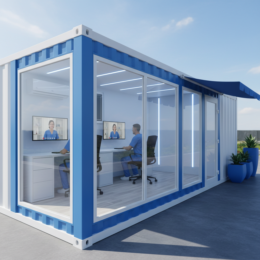 Clínica de telemedicina em contêiner